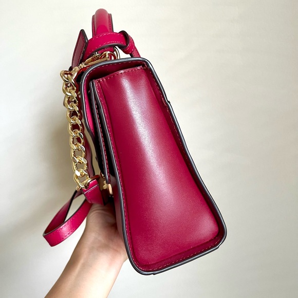 NWT Michael Kors Sloan Red/Wine Color Medium Top Handle Satchel with dust bag - Picture 3 of 15